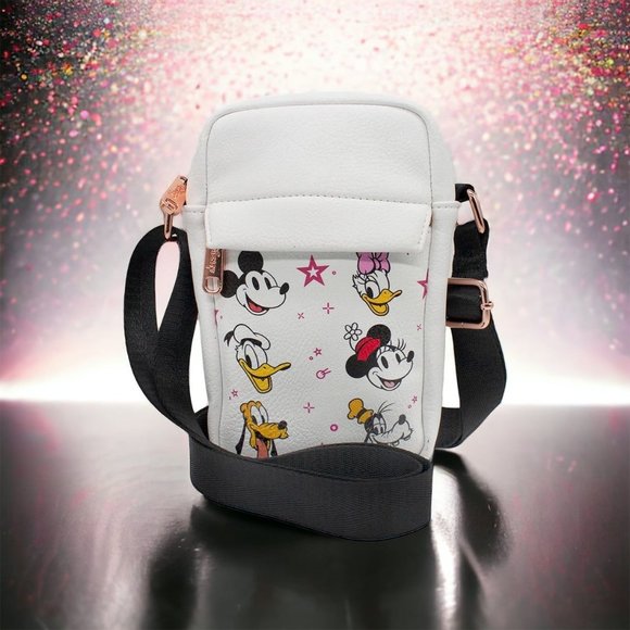 Disney The Sensational Six Smiling Faces Stars White Pink Crossbody Wallet - Picture 1 of 8